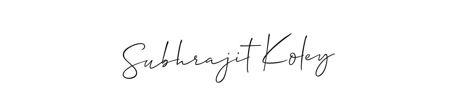 Also we have Subhrajit Koley name is the best signature style. Create professional handwritten signature collection using Allison_Script autograph style. Subhrajit Koley signature style 2 images and pictures png