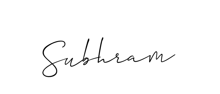 Subhram stylish signature style. Best Handwritten Sign (Allison_Script) for my name. Handwritten Signature Collection Ideas for my name Subhram. Subhram signature style 2 images and pictures png