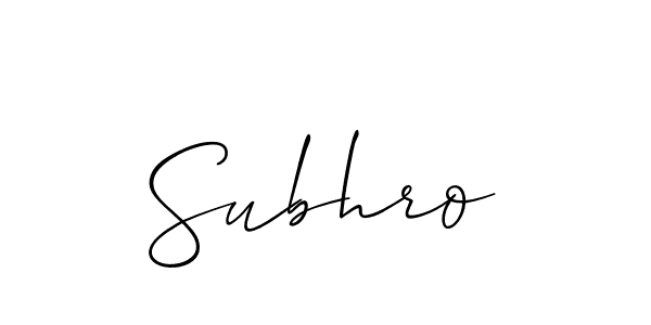 It looks lik you need a new signature style for name Subhro. Design unique handwritten (Allison_Script) signature with our free signature maker in just a few clicks. Subhro signature style 2 images and pictures png