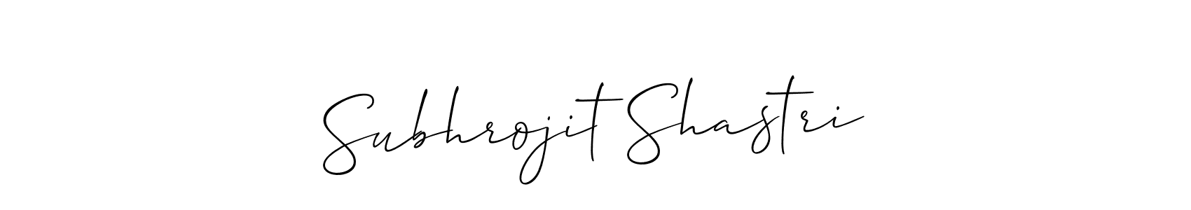 Make a short Subhrojit Shastri signature style. Manage your documents anywhere anytime using Allison_Script. Create and add eSignatures, submit forms, share and send files easily. Subhrojit Shastri signature style 2 images and pictures png