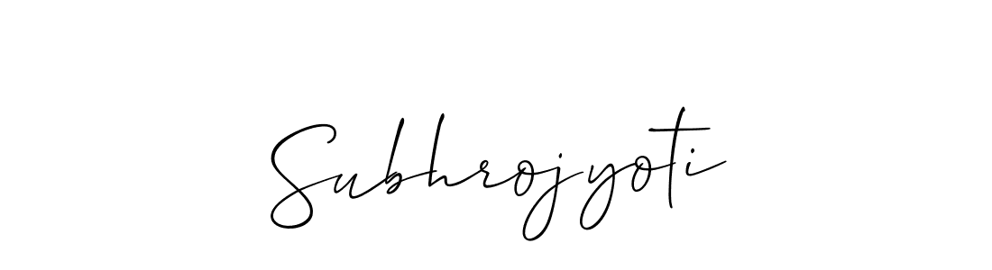 The best way (Allison_Script) to make a short signature is to pick only two or three words in your name. The name Subhrojyoti include a total of six letters. For converting this name. Subhrojyoti signature style 2 images and pictures png