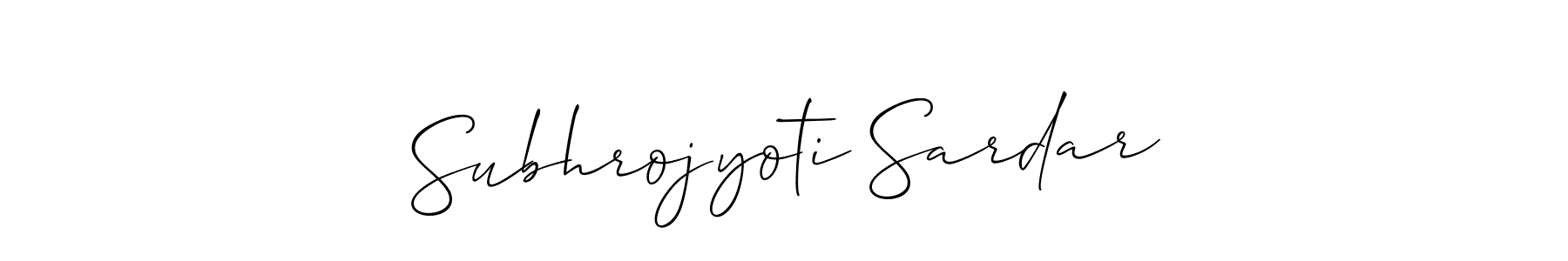Use a signature maker to create a handwritten signature online. With this signature software, you can design (Allison_Script) your own signature for name Subhrojyoti Sardar. Subhrojyoti Sardar signature style 2 images and pictures png