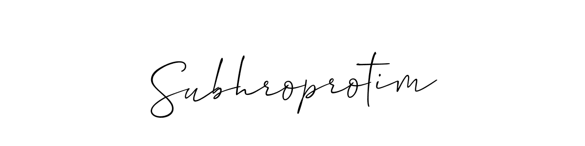 How to make Subhroprotim name signature. Use Allison_Script style for creating short signs online. This is the latest handwritten sign. Subhroprotim signature style 2 images and pictures png