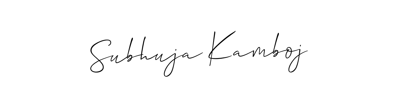 It looks lik you need a new signature style for name Subhuja Kamboj. Design unique handwritten (Allison_Script) signature with our free signature maker in just a few clicks. Subhuja Kamboj signature style 2 images and pictures png