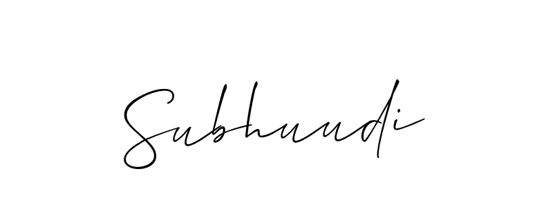 Allison_Script is a professional signature style that is perfect for those who want to add a touch of class to their signature. It is also a great choice for those who want to make their signature more unique. Get Subhuudi name to fancy signature for free. Subhuudi signature style 2 images and pictures png