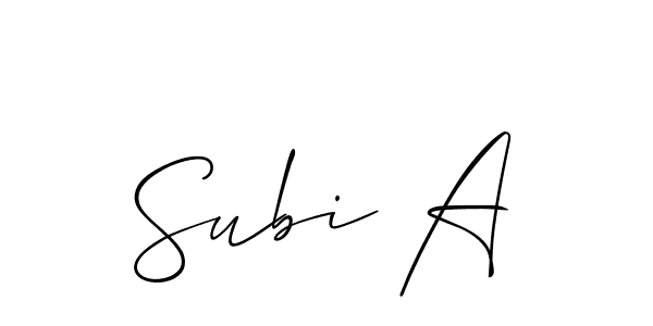 Make a beautiful signature design for name Subi A. With this signature (Allison_Script) style, you can create a handwritten signature for free. Subi A signature style 2 images and pictures png