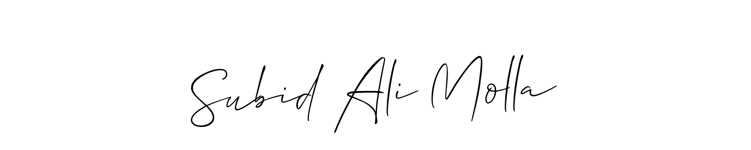 You should practise on your own different ways (Allison_Script) to write your name (Subid Ali Molla) in signature. don't let someone else do it for you. Subid Ali Molla signature style 2 images and pictures png