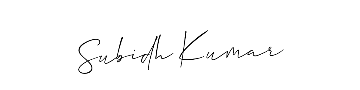 The best way (Allison_Script) to make a short signature is to pick only two or three words in your name. The name Subidh Kumar include a total of six letters. For converting this name. Subidh Kumar signature style 2 images and pictures png