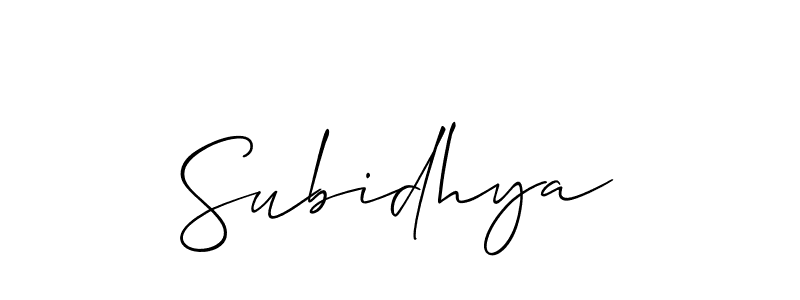 Also we have Subidhya name is the best signature style. Create professional handwritten signature collection using Allison_Script autograph style. Subidhya signature style 2 images and pictures png