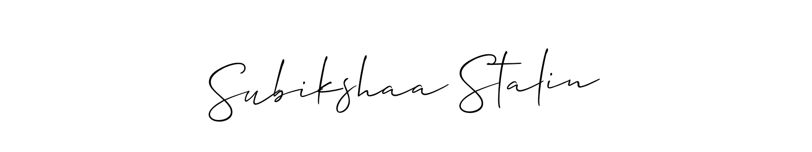 Similarly Allison_Script is the best handwritten signature design. Signature creator online .You can use it as an online autograph creator for name Subikshaa Stalin. Subikshaa Stalin signature style 2 images and pictures png