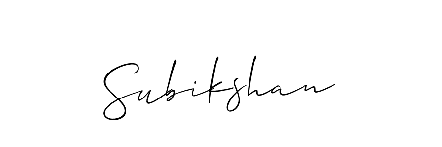 Also we have Subikshan name is the best signature style. Create professional handwritten signature collection using Allison_Script autograph style. Subikshan signature style 2 images and pictures png