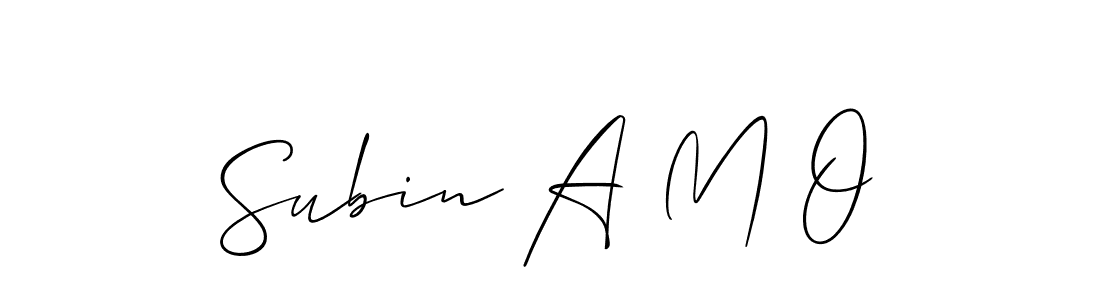 The best way (Allison_Script) to make a short signature is to pick only two or three words in your name. The name Subin A M O include a total of six letters. For converting this name. Subin A M O signature style 2 images and pictures png