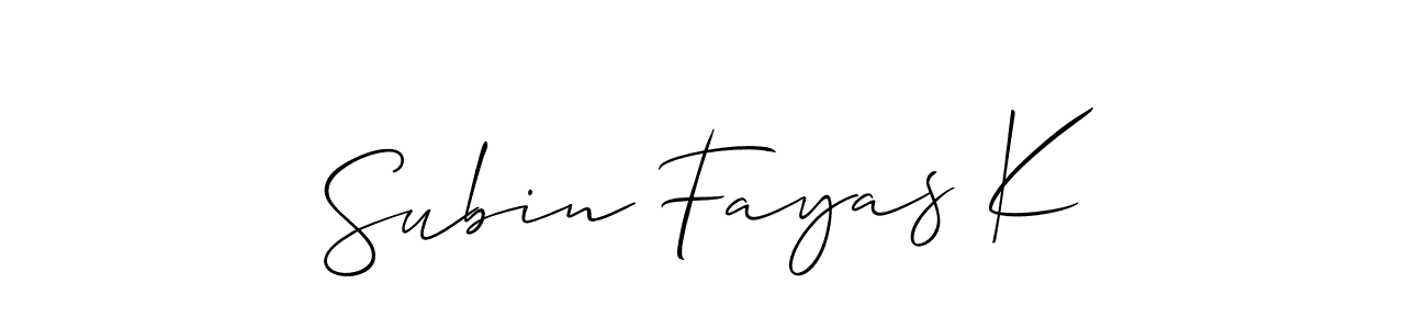 Also You can easily find your signature by using the search form. We will create Subin Fayas K name handwritten signature images for you free of cost using Allison_Script sign style. Subin Fayas K signature style 2 images and pictures png