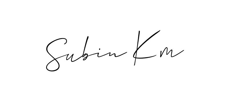 Subin Km stylish signature style. Best Handwritten Sign (Allison_Script) for my name. Handwritten Signature Collection Ideas for my name Subin Km. Subin Km signature style 2 images and pictures png