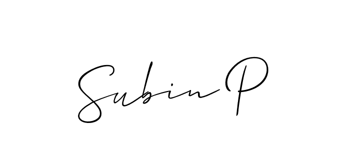 if you are searching for the best signature style for your name Subin P. so please give up your signature search. here we have designed multiple signature styles  using Allison_Script. Subin P signature style 2 images and pictures png
