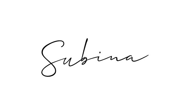 Create a beautiful signature design for name Subina. With this signature (Allison_Script) fonts, you can make a handwritten signature for free. Subina signature style 2 images and pictures png