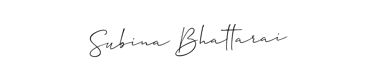 How to make Subina Bhattarai signature? Allison_Script is a professional autograph style. Create handwritten signature for Subina Bhattarai name. Subina Bhattarai signature style 2 images and pictures png