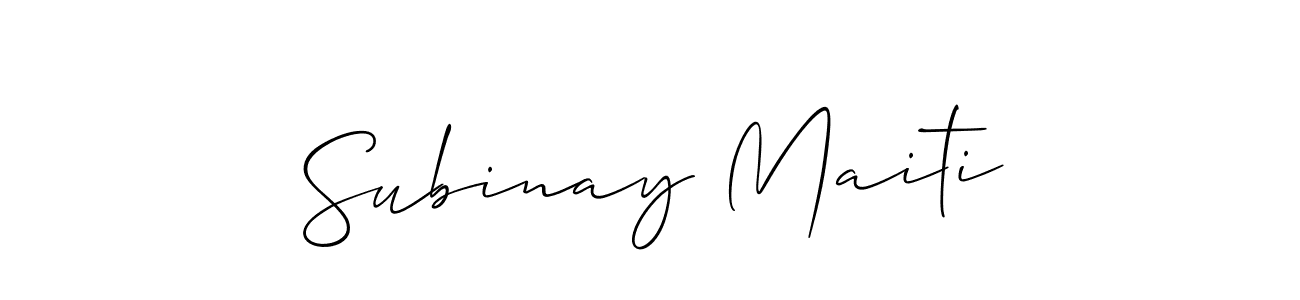 Make a beautiful signature design for name Subinay Maiti. With this signature (Allison_Script) style, you can create a handwritten signature for free. Subinay Maiti signature style 2 images and pictures png