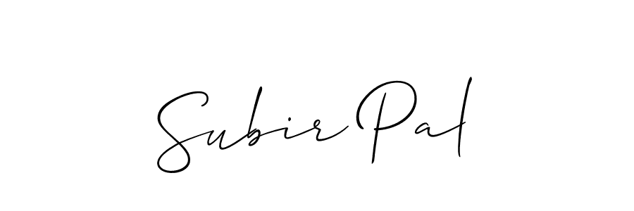 Make a beautiful signature design for name Subir Pal. With this signature (Allison_Script) style, you can create a handwritten signature for free. Subir Pal signature style 2 images and pictures png
