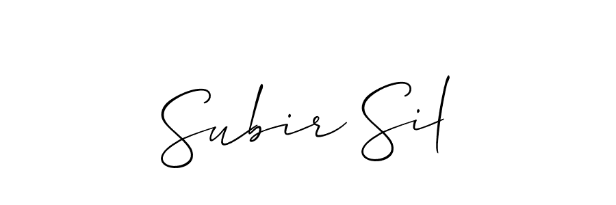 Create a beautiful signature design for name Subir Sil. With this signature (Allison_Script) fonts, you can make a handwritten signature for free. Subir Sil signature style 2 images and pictures png