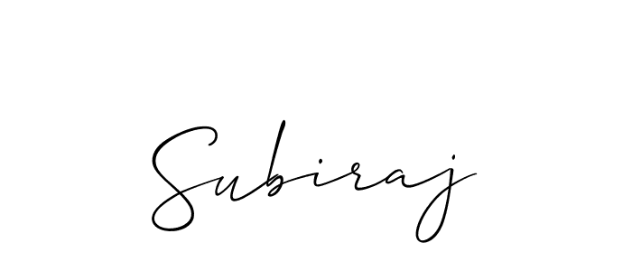 Design your own signature with our free online signature maker. With this signature software, you can create a handwritten (Allison_Script) signature for name Subiraj. Subiraj signature style 2 images and pictures png