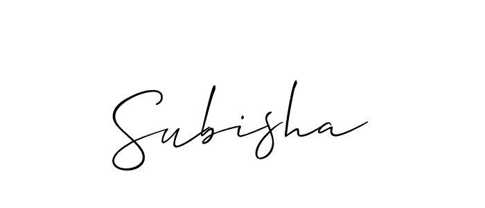 It looks lik you need a new signature style for name Subisha. Design unique handwritten (Allison_Script) signature with our free signature maker in just a few clicks. Subisha signature style 2 images and pictures png