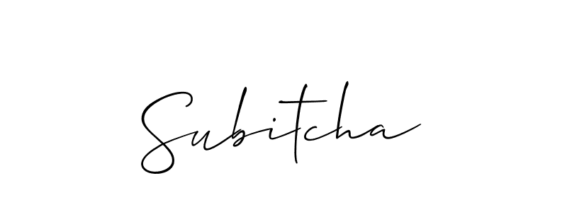 Similarly Allison_Script is the best handwritten signature design. Signature creator online .You can use it as an online autograph creator for name Subitcha. Subitcha signature style 2 images and pictures png