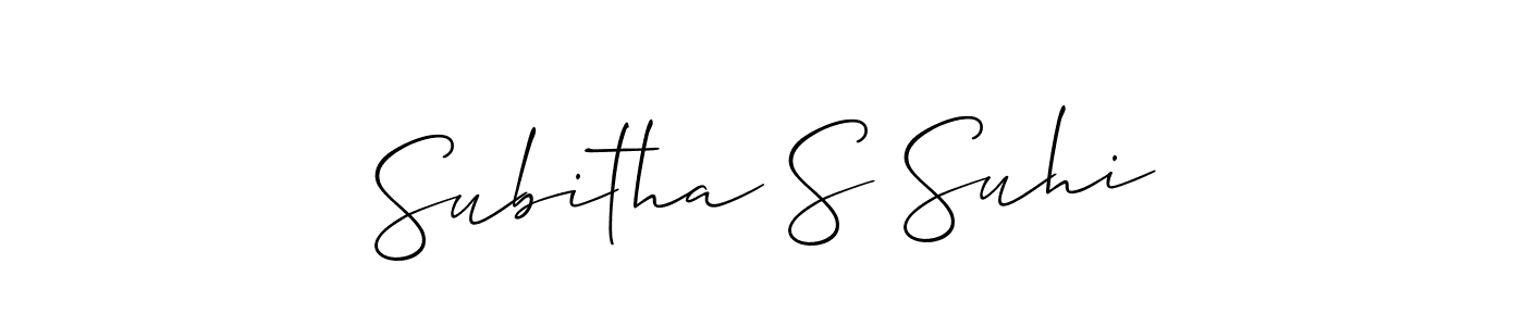 How to make Subitha S Suhi signature? Allison_Script is a professional autograph style. Create handwritten signature for Subitha S Suhi name. Subitha S Suhi signature style 2 images and pictures png