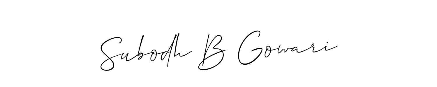How to make Subodh B Gowari signature? Allison_Script is a professional autograph style. Create handwritten signature for Subodh B Gowari name. Subodh B Gowari signature style 2 images and pictures png