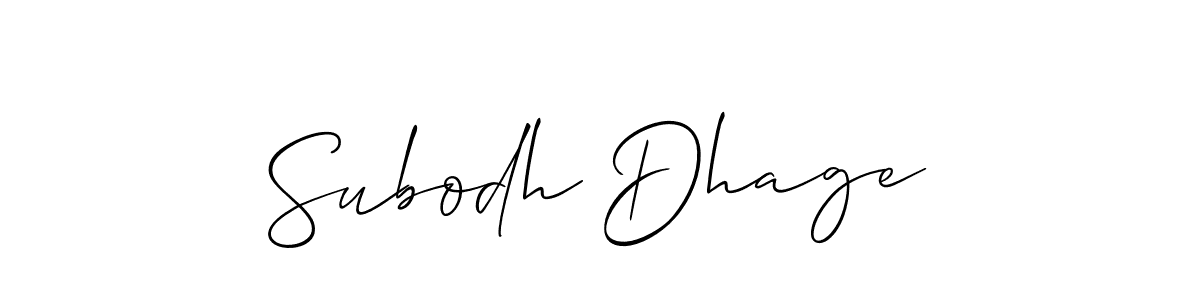 Allison_Script is a professional signature style that is perfect for those who want to add a touch of class to their signature. It is also a great choice for those who want to make their signature more unique. Get Subodh Dhage name to fancy signature for free. Subodh Dhage signature style 2 images and pictures png