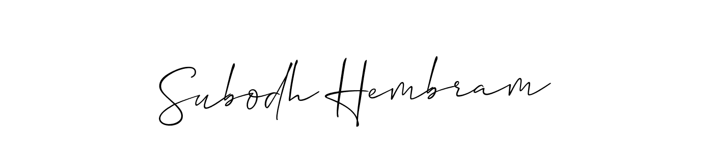 How to make Subodh Hembram name signature. Use Allison_Script style for creating short signs online. This is the latest handwritten sign. Subodh Hembram signature style 2 images and pictures png