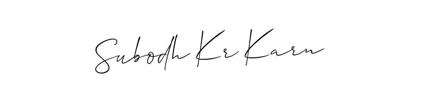 Make a beautiful signature design for name Subodh Kr Karn. With this signature (Allison_Script) style, you can create a handwritten signature for free. Subodh Kr Karn signature style 2 images and pictures png