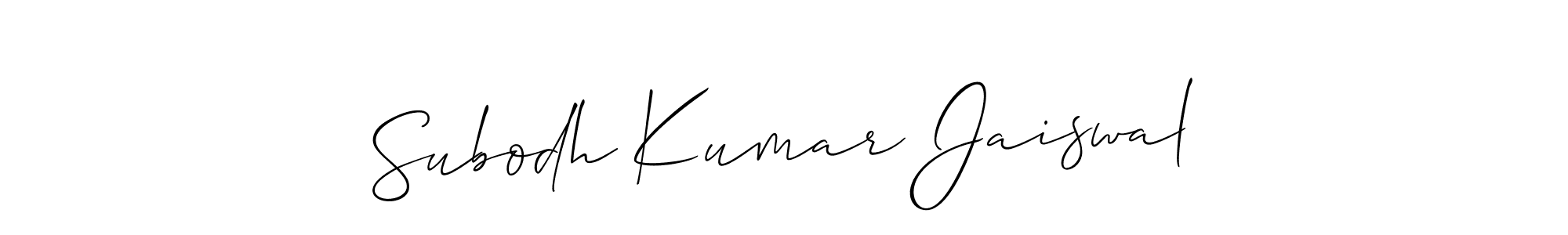 Make a short Subodh Kumar Jaiswal signature style. Manage your documents anywhere anytime using Allison_Script. Create and add eSignatures, submit forms, share and send files easily. Subodh Kumar Jaiswal signature style 2 images and pictures png