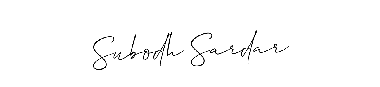 Use a signature maker to create a handwritten signature online. With this signature software, you can design (Allison_Script) your own signature for name Subodh Sardar. Subodh Sardar signature style 2 images and pictures png