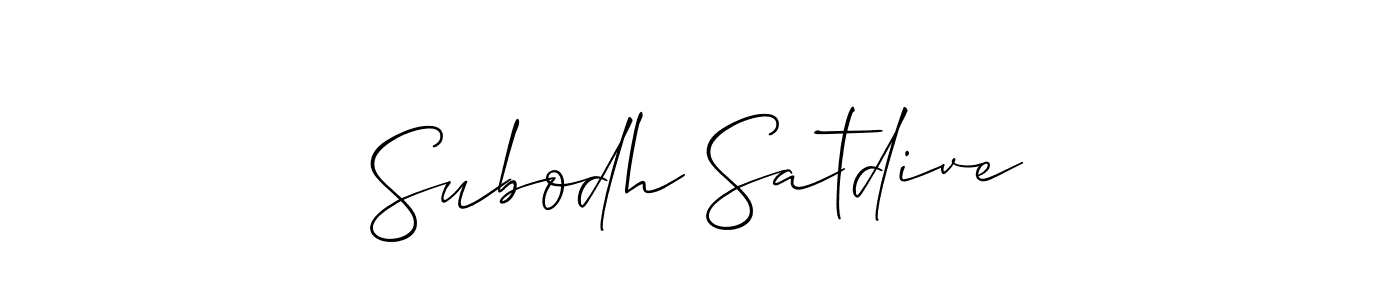 Allison_Script is a professional signature style that is perfect for those who want to add a touch of class to their signature. It is also a great choice for those who want to make their signature more unique. Get Subodh Satdive name to fancy signature for free. Subodh Satdive signature style 2 images and pictures png