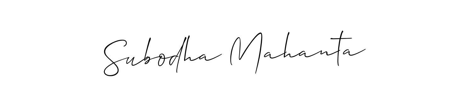 The best way (Allison_Script) to make a short signature is to pick only two or three words in your name. The name Subodha Mahanta include a total of six letters. For converting this name. Subodha Mahanta signature style 2 images and pictures png