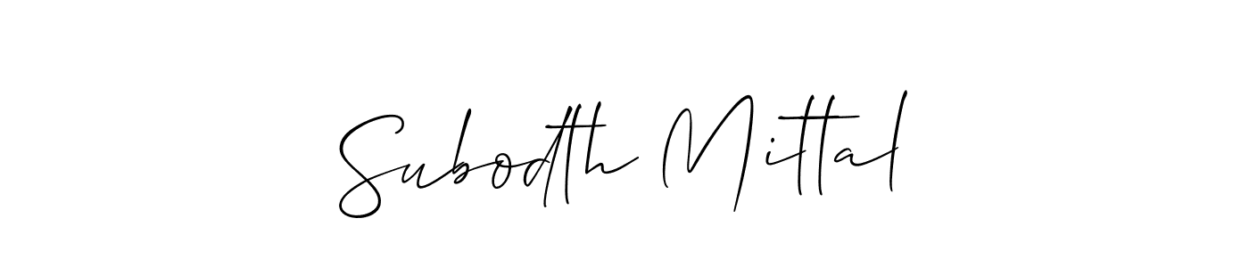 Make a beautiful signature design for name Subodth Mittal. With this signature (Allison_Script) style, you can create a handwritten signature for free. Subodth Mittal signature style 2 images and pictures png