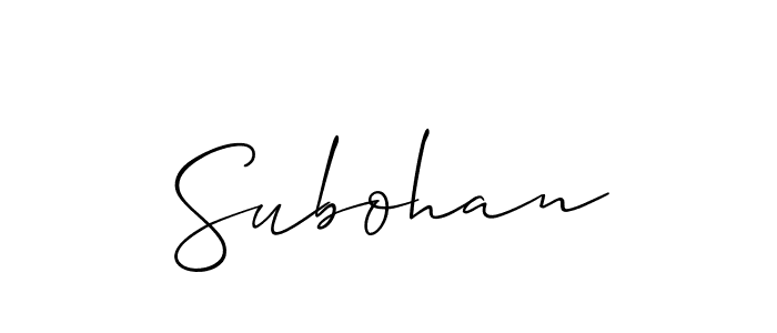 Allison_Script is a professional signature style that is perfect for those who want to add a touch of class to their signature. It is also a great choice for those who want to make their signature more unique. Get Subohan name to fancy signature for free. Subohan signature style 2 images and pictures png