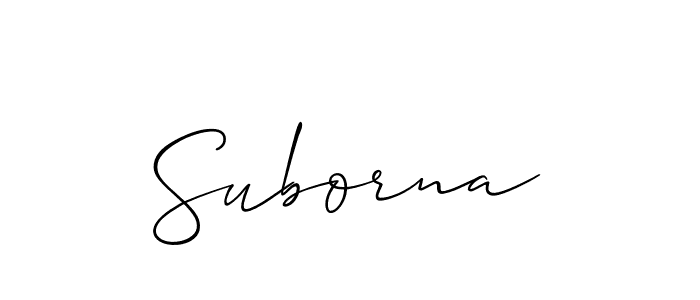 The best way (Allison_Script) to make a short signature is to pick only two or three words in your name. The name Suborna include a total of six letters. For converting this name. Suborna signature style 2 images and pictures png