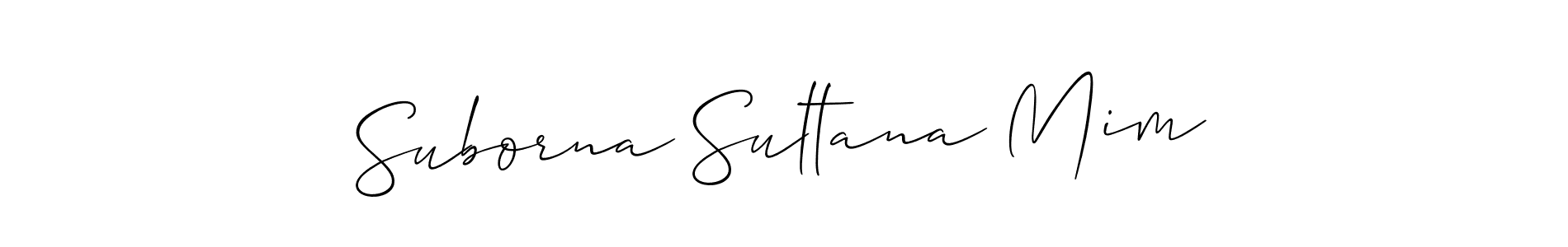 How to make Suborna Sultana Mim name signature. Use Allison_Script style for creating short signs online. This is the latest handwritten sign. Suborna Sultana Mim signature style 2 images and pictures png