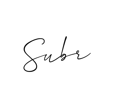 Use a signature maker to create a handwritten signature online. With this signature software, you can design (Allison_Script) your own signature for name Subr. Subr signature style 2 images and pictures png