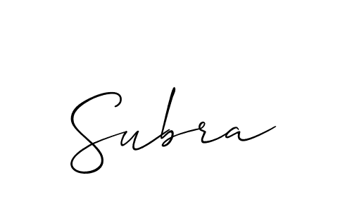 It looks lik you need a new signature style for name Subra. Design unique handwritten (Allison_Script) signature with our free signature maker in just a few clicks. Subra signature style 2 images and pictures png