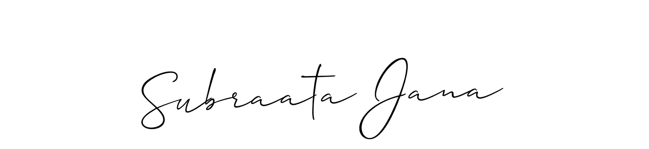 Use a signature maker to create a handwritten signature online. With this signature software, you can design (Allison_Script) your own signature for name Subraata Jana. Subraata Jana signature style 2 images and pictures png