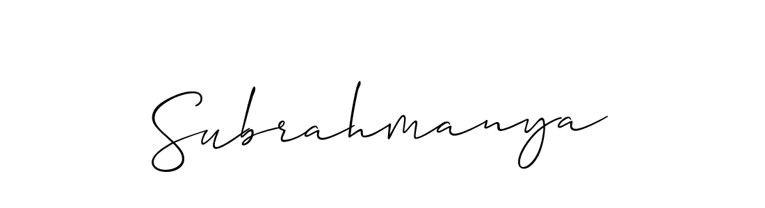 Create a beautiful signature design for name Subrahmanya. With this signature (Allison_Script) fonts, you can make a handwritten signature for free. Subrahmanya signature style 2 images and pictures png