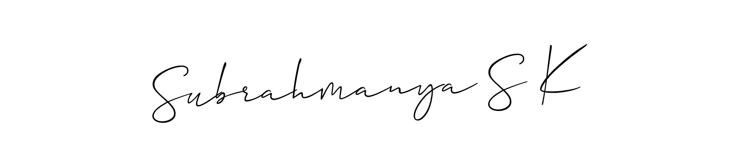 Make a beautiful signature design for name Subrahmanya S K. With this signature (Allison_Script) style, you can create a handwritten signature for free. Subrahmanya S K signature style 2 images and pictures png