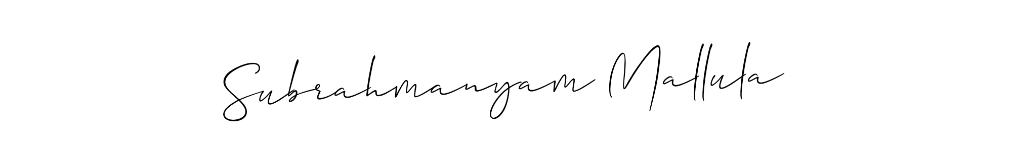 How to make Subrahmanyam Mallula name signature. Use Allison_Script style for creating short signs online. This is the latest handwritten sign. Subrahmanyam Mallula signature style 2 images and pictures png