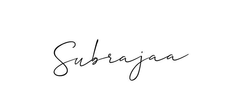 Also we have Subrajaa name is the best signature style. Create professional handwritten signature collection using Allison_Script autograph style. Subrajaa signature style 2 images and pictures png