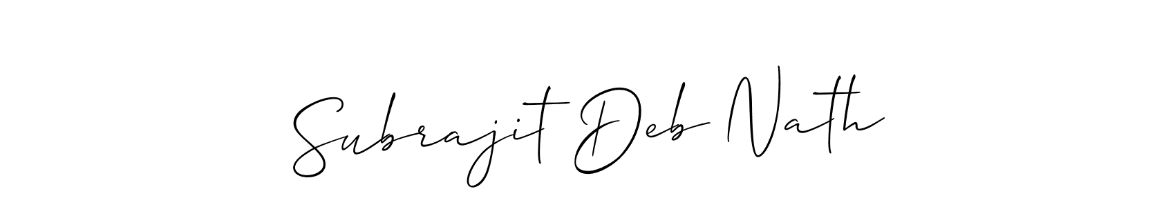 How to make Subrajit Deb Nath name signature. Use Allison_Script style for creating short signs online. This is the latest handwritten sign. Subrajit Deb Nath signature style 2 images and pictures png