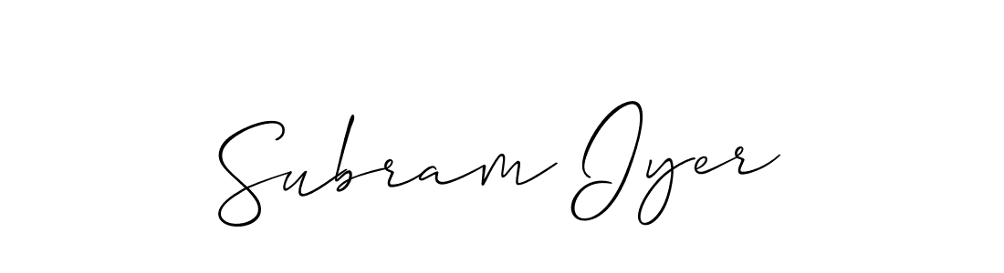 Also we have Subram Iyer name is the best signature style. Create professional handwritten signature collection using Allison_Script autograph style. Subram Iyer signature style 2 images and pictures png