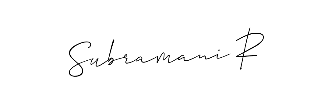 Create a beautiful signature design for name Subramani R. With this signature (Allison_Script) fonts, you can make a handwritten signature for free. Subramani R signature style 2 images and pictures png